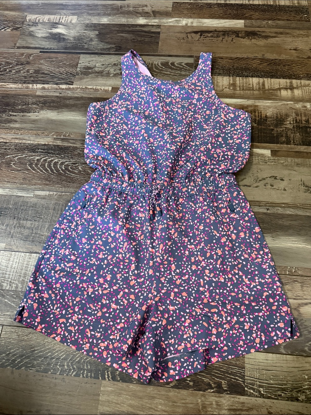 Athleta Purple Sleeveless Romper with Pink Floral Print